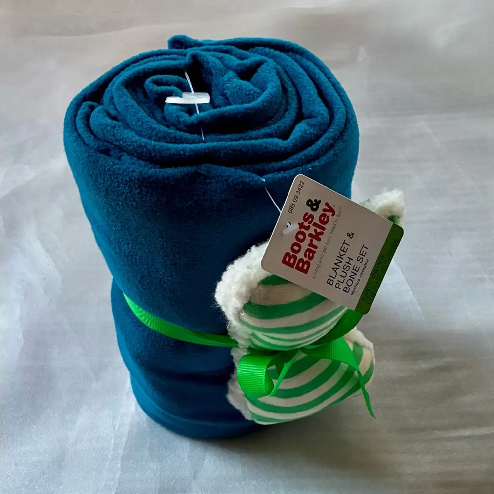 NEW Boots & Barkley Blanket + Plush Bone Dog Toy Gift Set